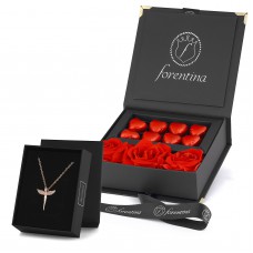 Forentina Rose Melek Kolye Çikolata & Kadife Kırmızı Gül Hediye Set PS2697